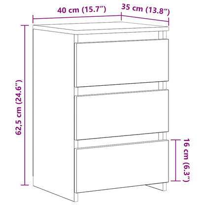 Sängbord 2 st svart 40x35x62,5 cm konstruerat trä