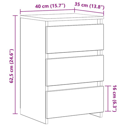 Sängbord 2 st betonggrå 40x35x62,5 cm konstruerat trä