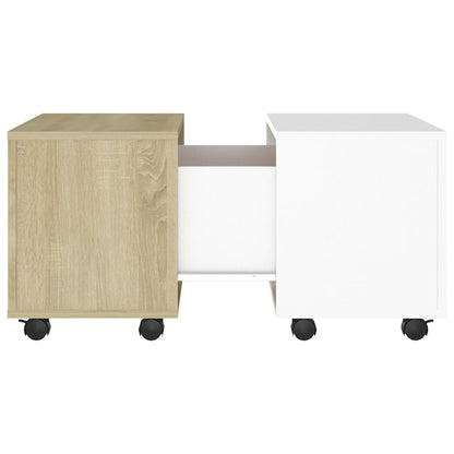 Soffbord Vit och Sonoma Ek 60x60x38 cm