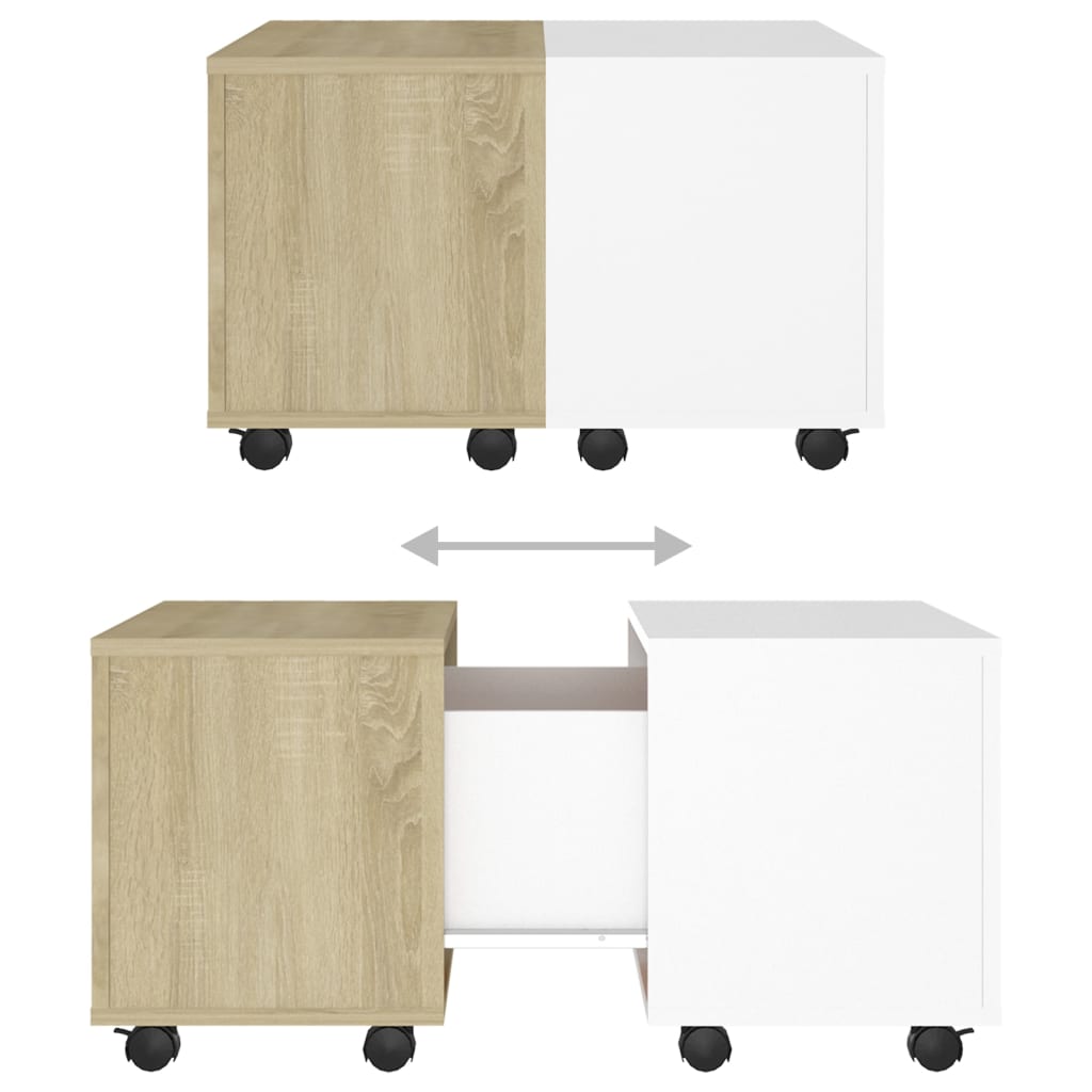 Soffbord Vit och Sonoma Ek 60x60x38 cm