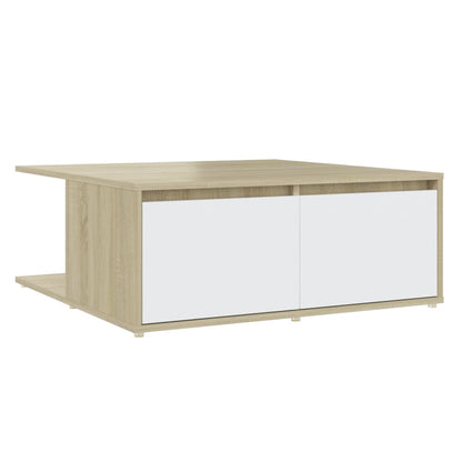 Soffbord Vit och Sonoma Ek 80x80x31 cm