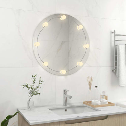 Väggspegel med LED-belysning rund