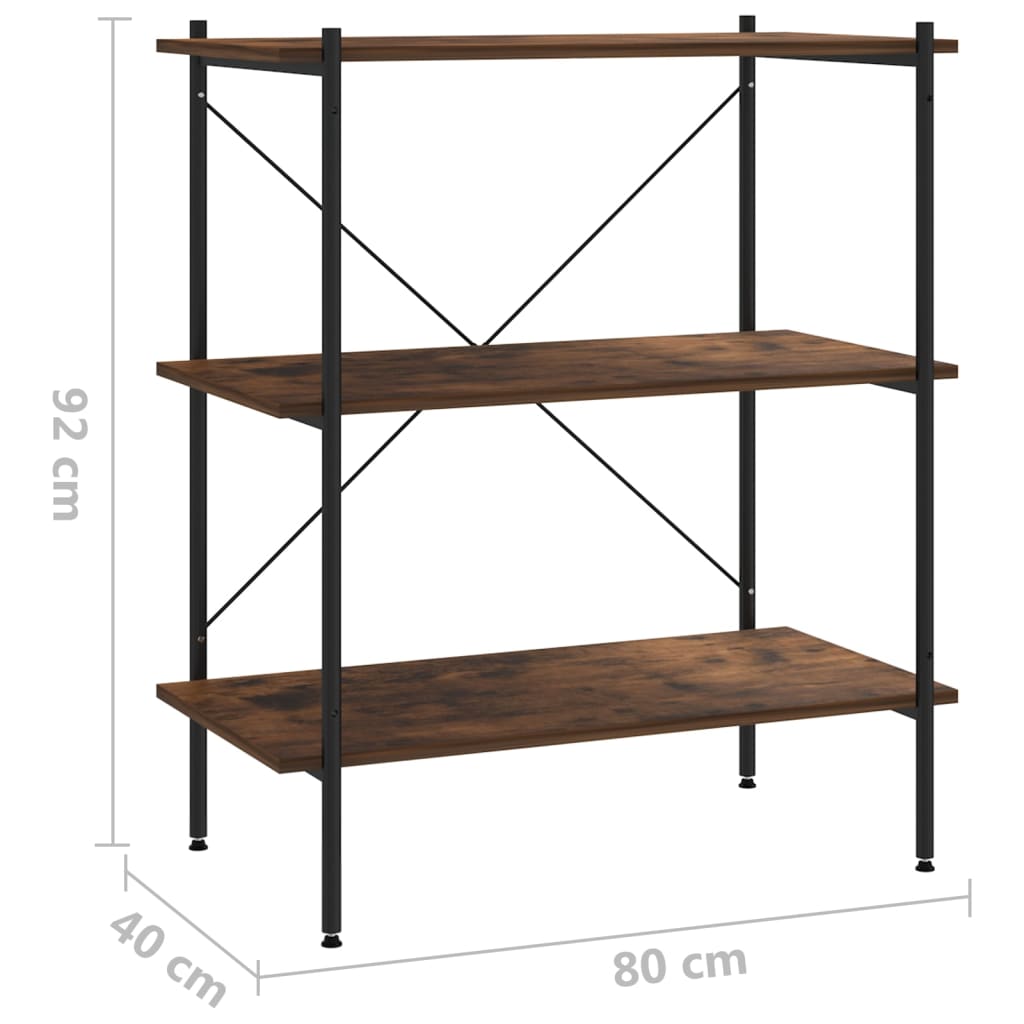 Hyllenhet med 3 hyllplan svart och naturfärg 80x40x92 cm
