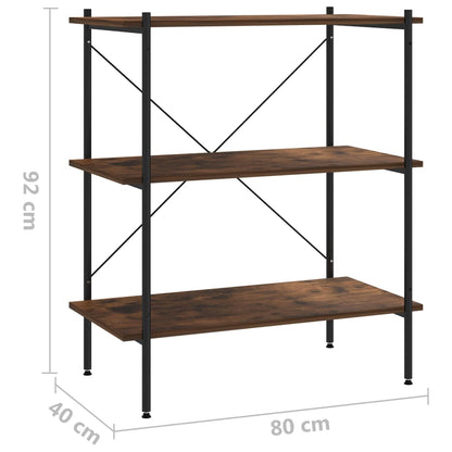 Hyllenhet med 3 hyllplan svart och naturfärg 80x40x92 cm