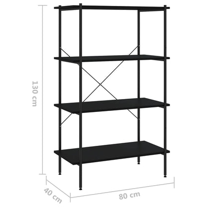 Hyllenhet med 4 hyllplan svart 80x40x130 cm