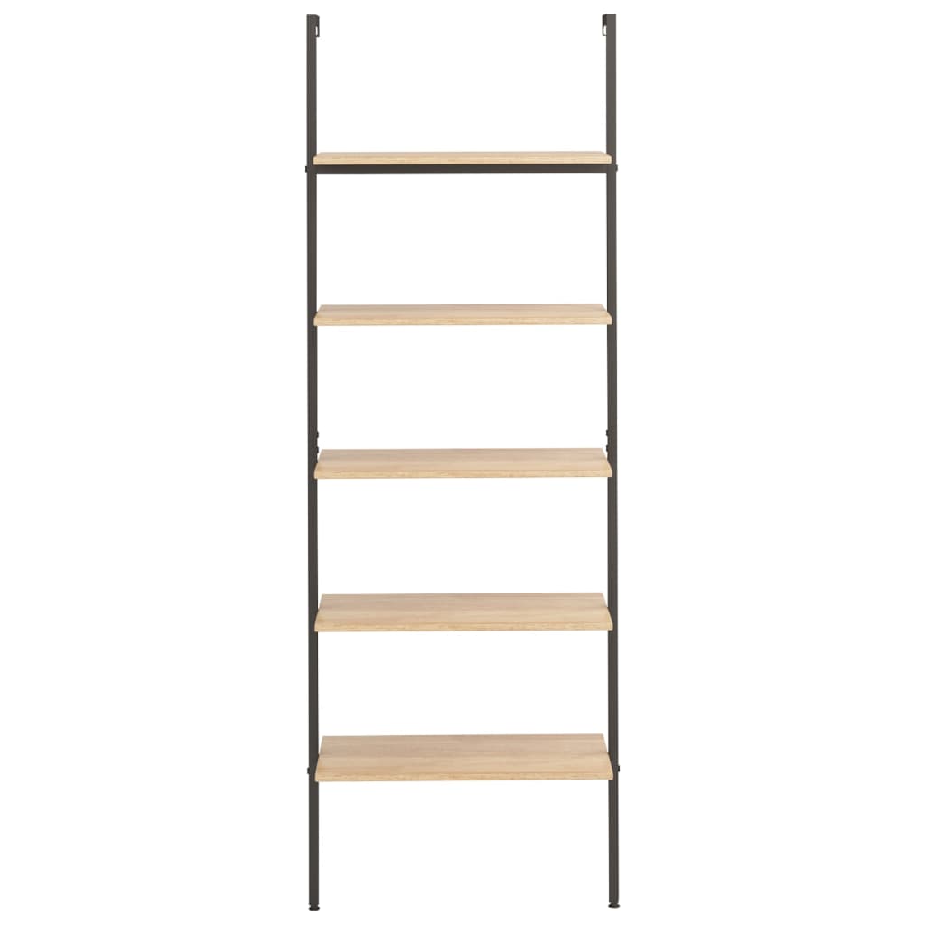 Hylla 5 hyllplan ljusbrun och svart 64x35x185 cm