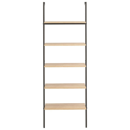 Hylla 5 hyllplan ljusbrun och svart 64x35x185 cm