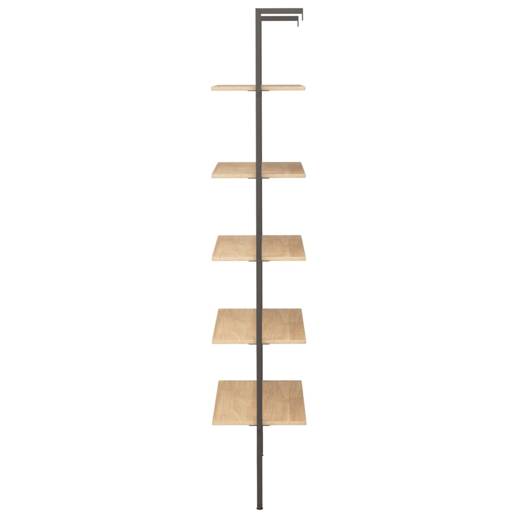 Hylla 5 hyllplan ljusbrun och svart 64x35x185 cm