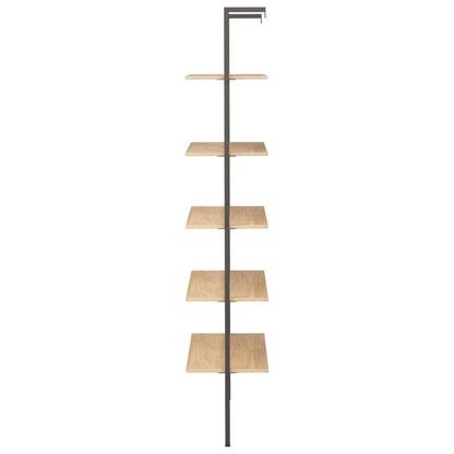 Hylla 5 hyllplan ljusbrun och svart 64x35x185 cm