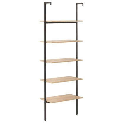Hylla 5 hyllplan ljusbrun och svart 64x35x185 cm