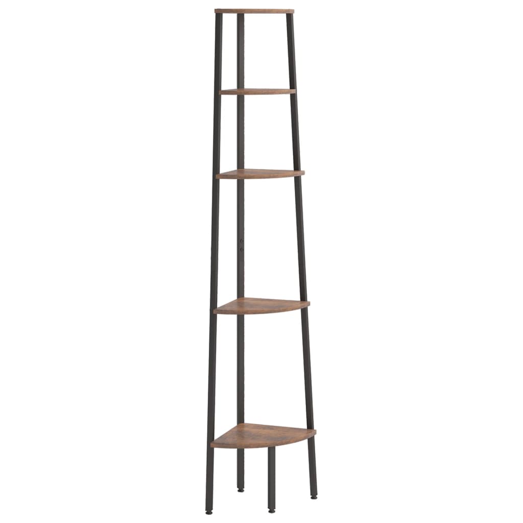 Hörnhylla 5 hyllplan mörkbrun och Svart 45,5x31,5x180 cm