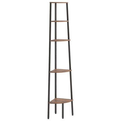 Hörnhylla 5 hyllplan mörkbrun och Svart 45,5x31,5x180 cm
