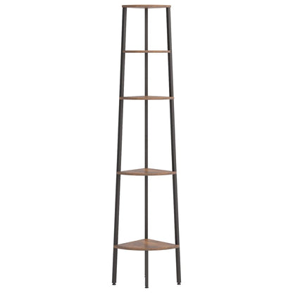 Hörnhylla 5 hyllplan mörkbrun och Svart 45,5x31,5x180 cm