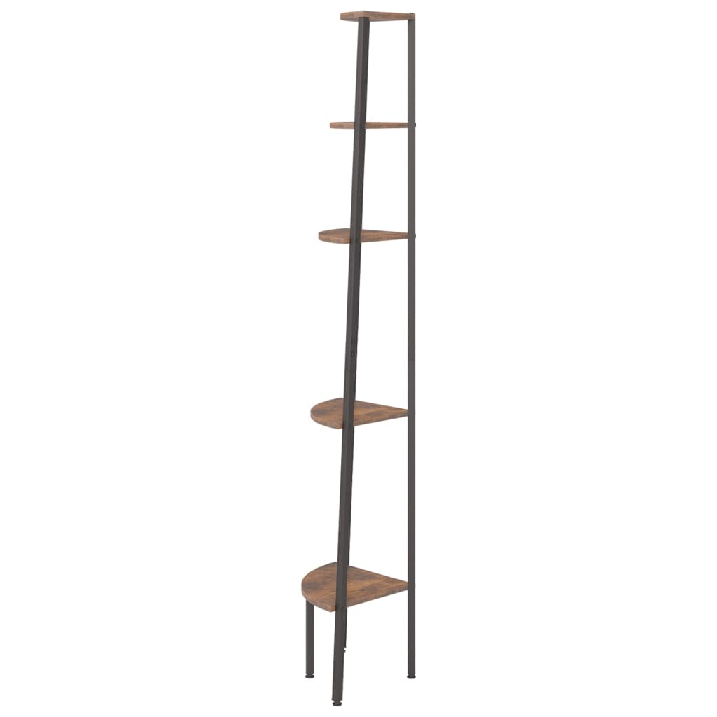 Hörnhylla 5 hyllplan mörkbrun och Svart 45,5x31,5x180 cm