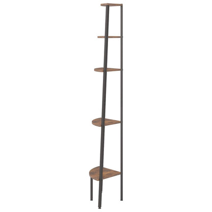 Hörnhylla 5 hyllplan mörkbrun och Svart 45,5x31,5x180 cm