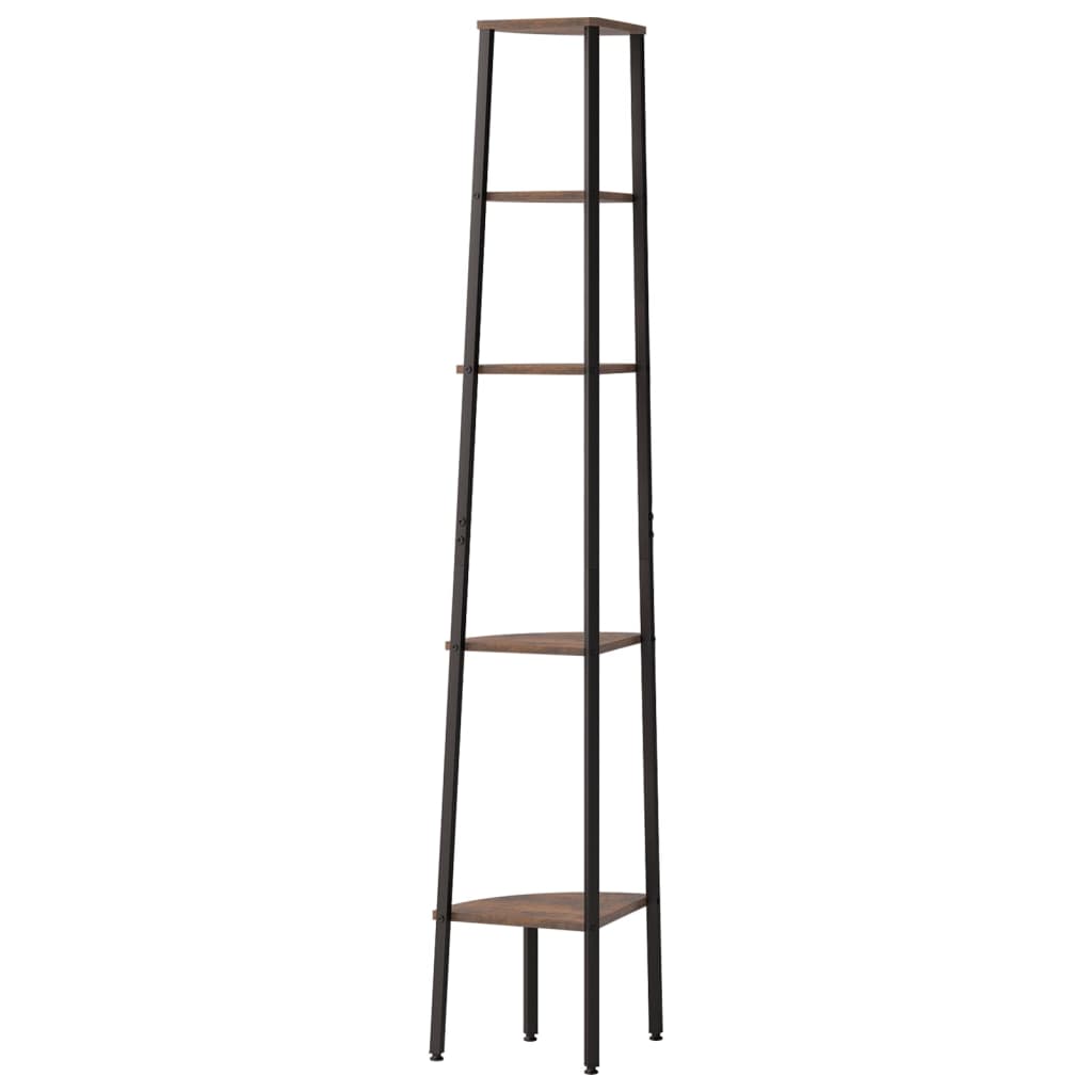 Hörnhylla 5 hyllplan mörkbrun och Svart 45,5x31,5x180 cm