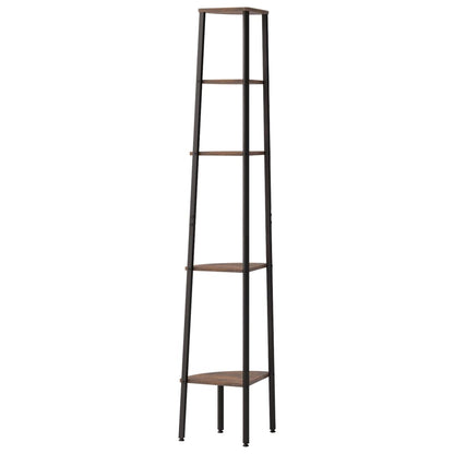 Hörnhylla 5 hyllplan mörkbrun och Svart 45,5x31,5x180 cm