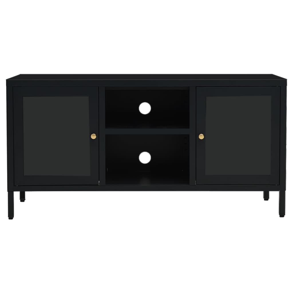 TV-Möbel DIV. TV-Bänk Svart 105x35x52 cm stål och glas