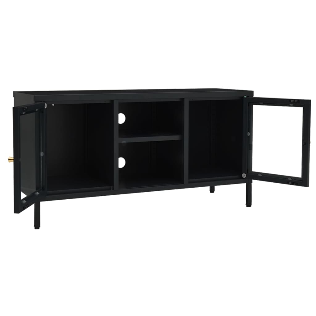 TV-Möbel DIV. TV-Bänk Svart 105x35x52 cm stål och glas