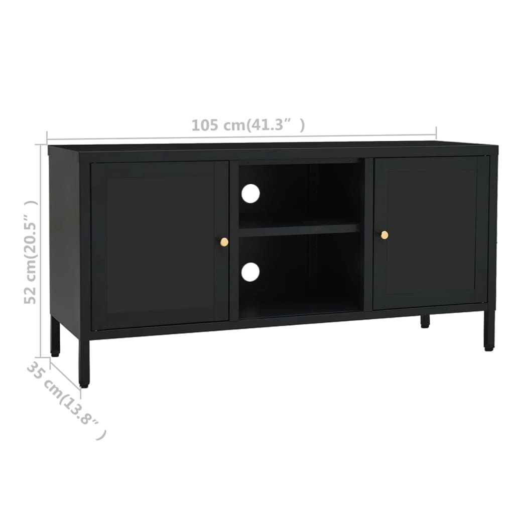 TV-Möbel DIV. TV-Bänk Svart 105x35x52 cm stål och glas