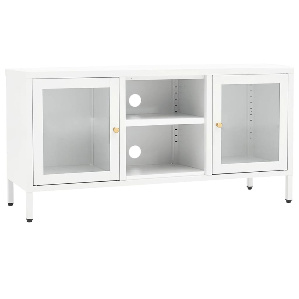 TV-Möbel DIV. TV-Bänk Vit 105x35x52 cm stål och glas