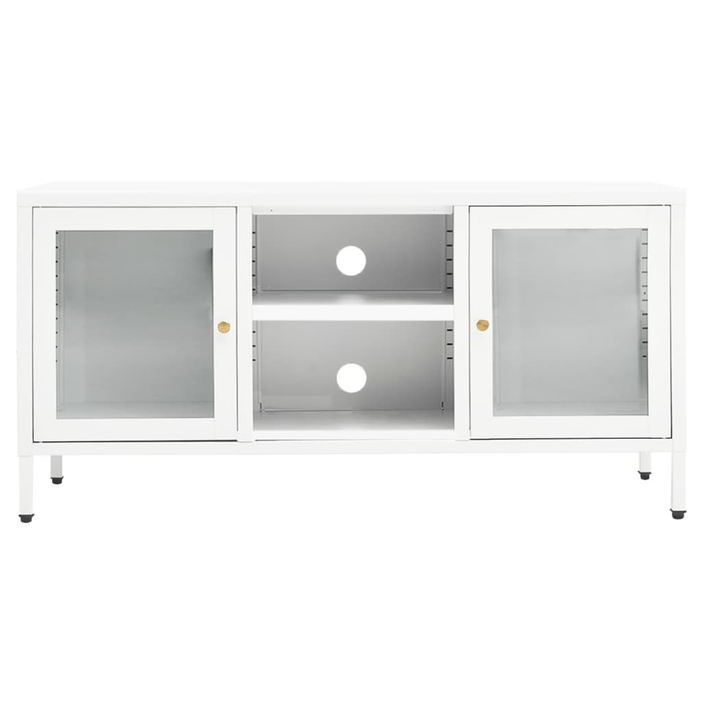 TV-Möbel DIV. TV-Bänk Vit 105x35x52 cm stål och glas