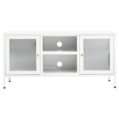 TV-Möbel DIV. TV-Bänk Vit 105x35x52 cm stål och glas