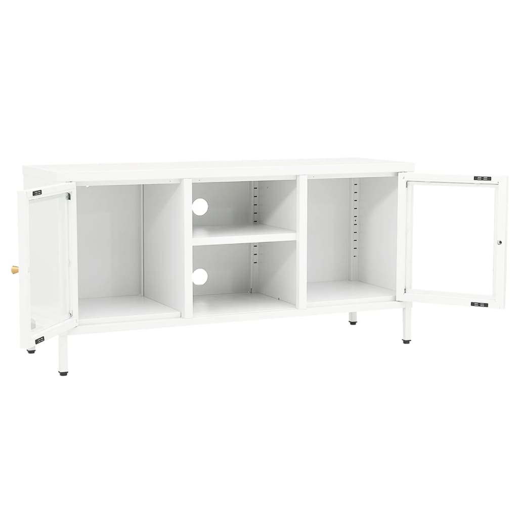 TV-Möbel DIV. TV-Bänk Vit 105x35x52 cm stål och glas