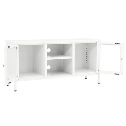 TV-Möbel DIV. TV-Bänk Vit 105x35x52 cm stål och glas