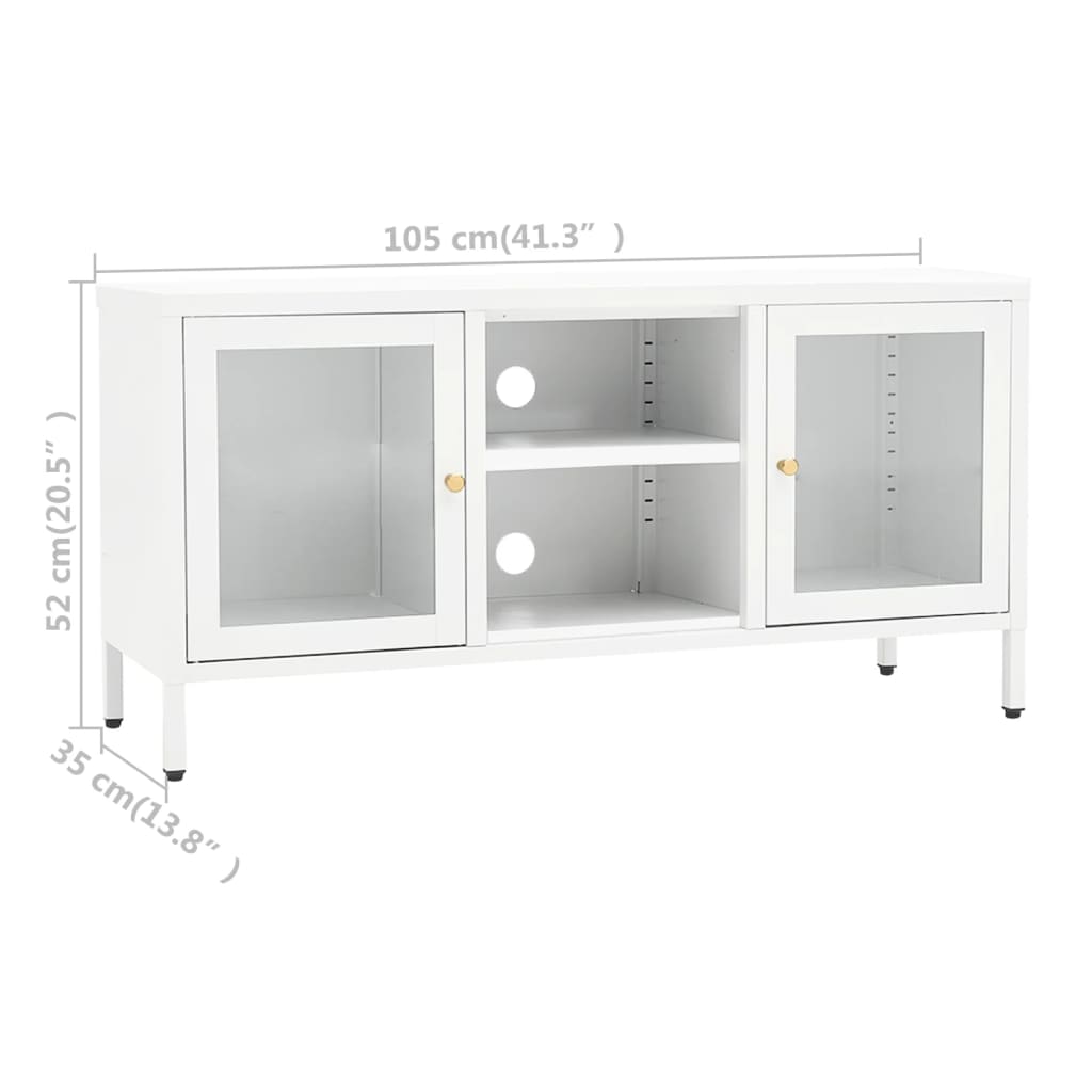 TV-Möbel DIV. TV-Bänk Vit 105x35x52 cm stål och glas
