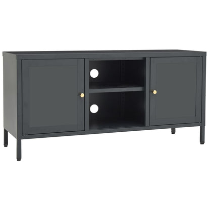 TV-Möbel DIV. TV-Bänk antracit 105x35x52 cm stål och glas