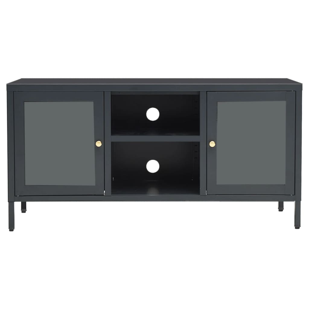 TV-Möbel DIV. TV-Bänk antracit 105x35x52 cm stål och glas