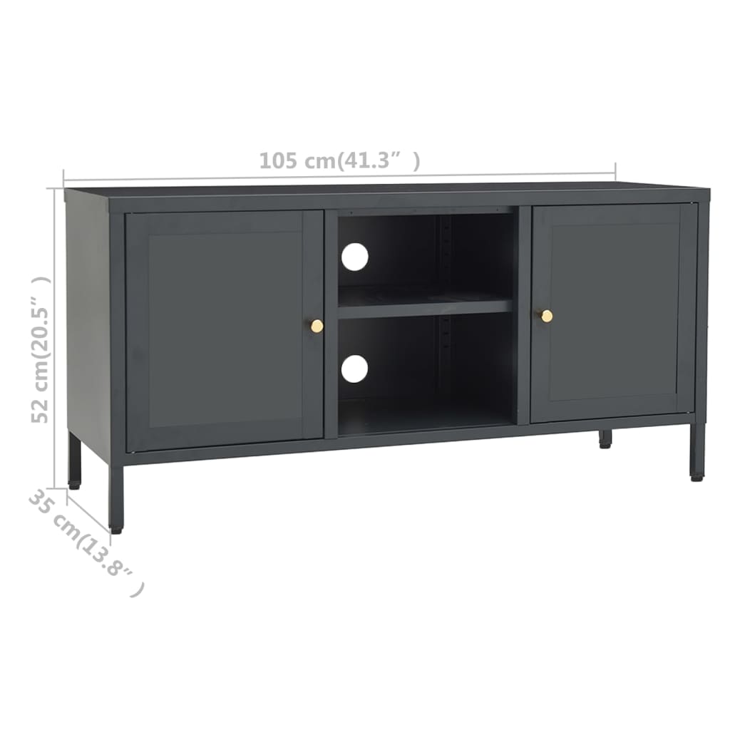TV-Möbel DIV. TV-Bänk antracit 105x35x52 cm stål och glas