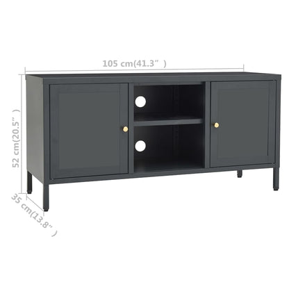 TV-Möbel DIV. TV-Bänk antracit 105x35x52 cm stål och glas