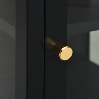 Skänk Svart 38x35x70 cm stål och glas