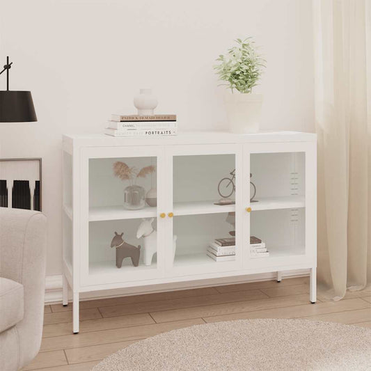 Skänk Vit 105x35x70 cm stål och glas