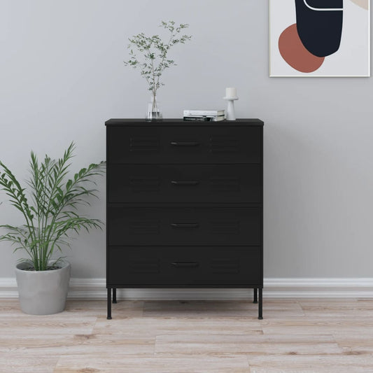 Byrå Svart 80x35x101,5 cm stål