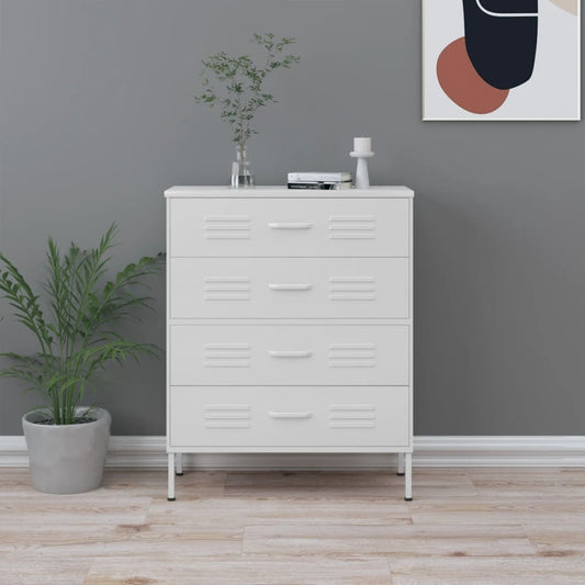 Byrå Vit 80x35x101,5 cm stål