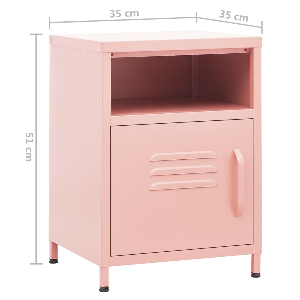 Sängbord Nattduksbord DIV. rosa 35x35x51 cm stål