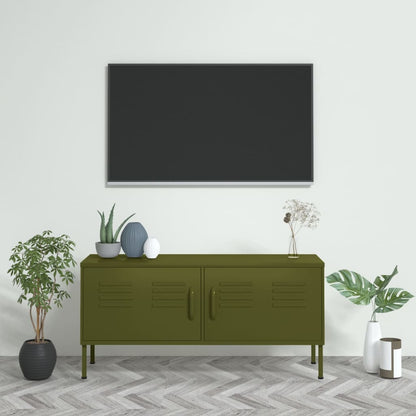 TV-Möbel DIV. TV-Bänk olivgrön 105x35x50 cm stål