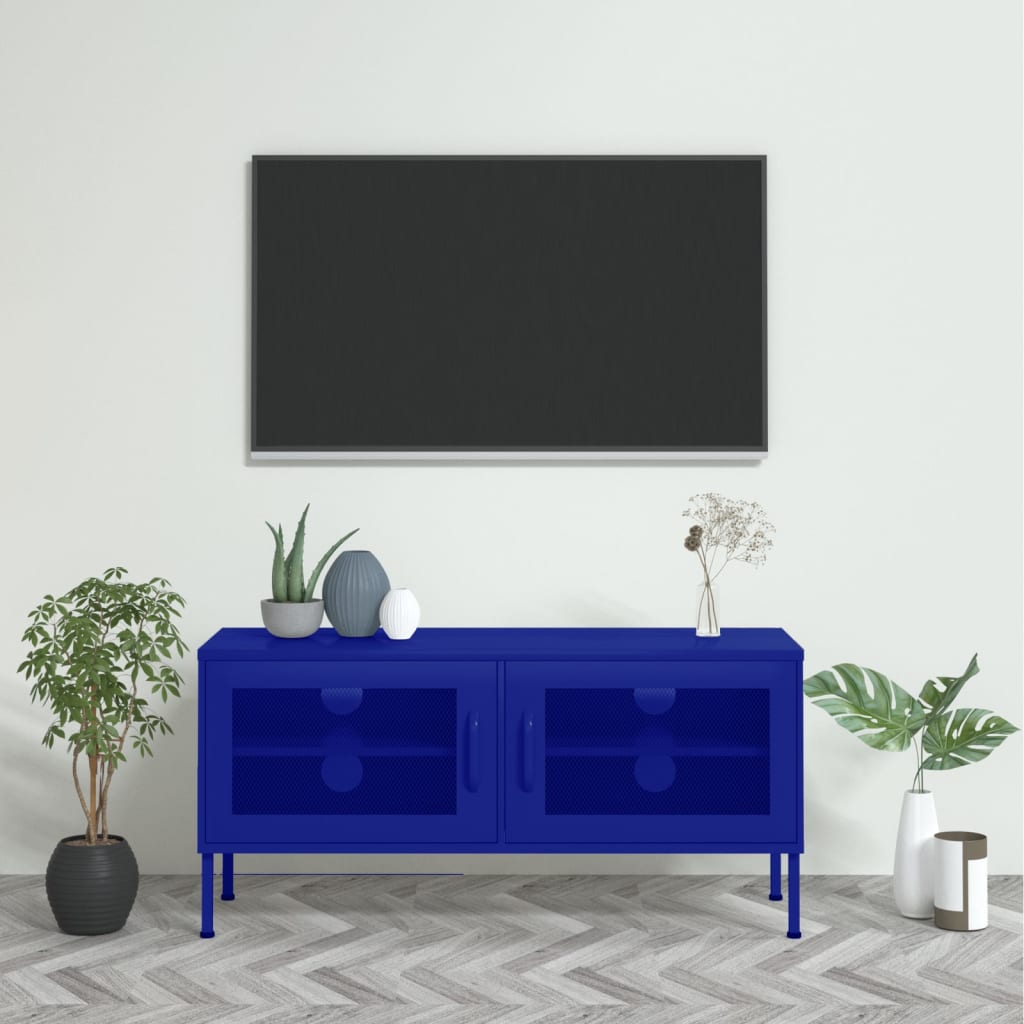 TV-Möbel DIV. TV-Bänk marinblå 105x35x50 cm stål