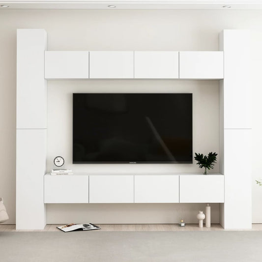 Tv-skåp 8 delar vit konstruerat trä