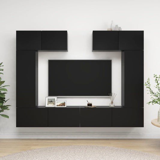 TV-skåp set 6 delar svart konstruerat trä