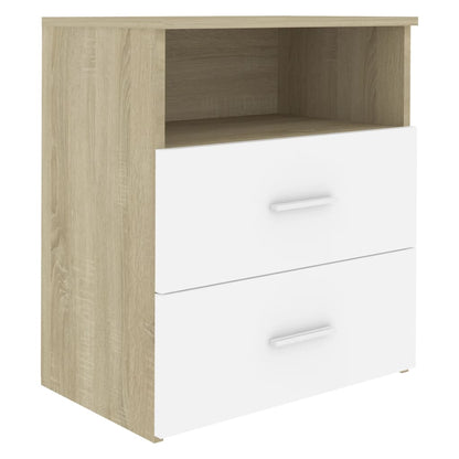 Sängbord 2 st sonoma-ek och vit 50x32x60 cm