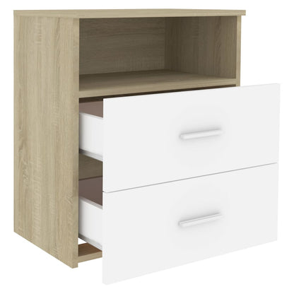Sängbord 2 st sonoma-ek och vit 50x32x60 cm