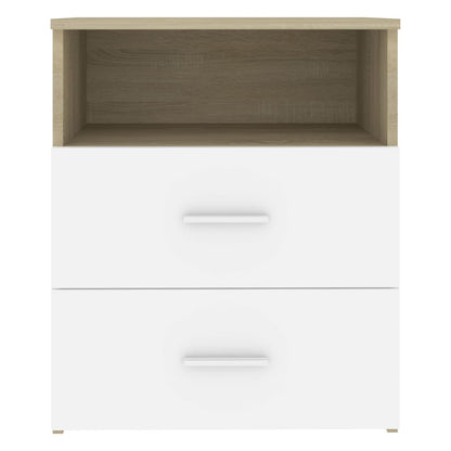 Sängbord 2 st sonoma-ek och vit 50x32x60 cm
