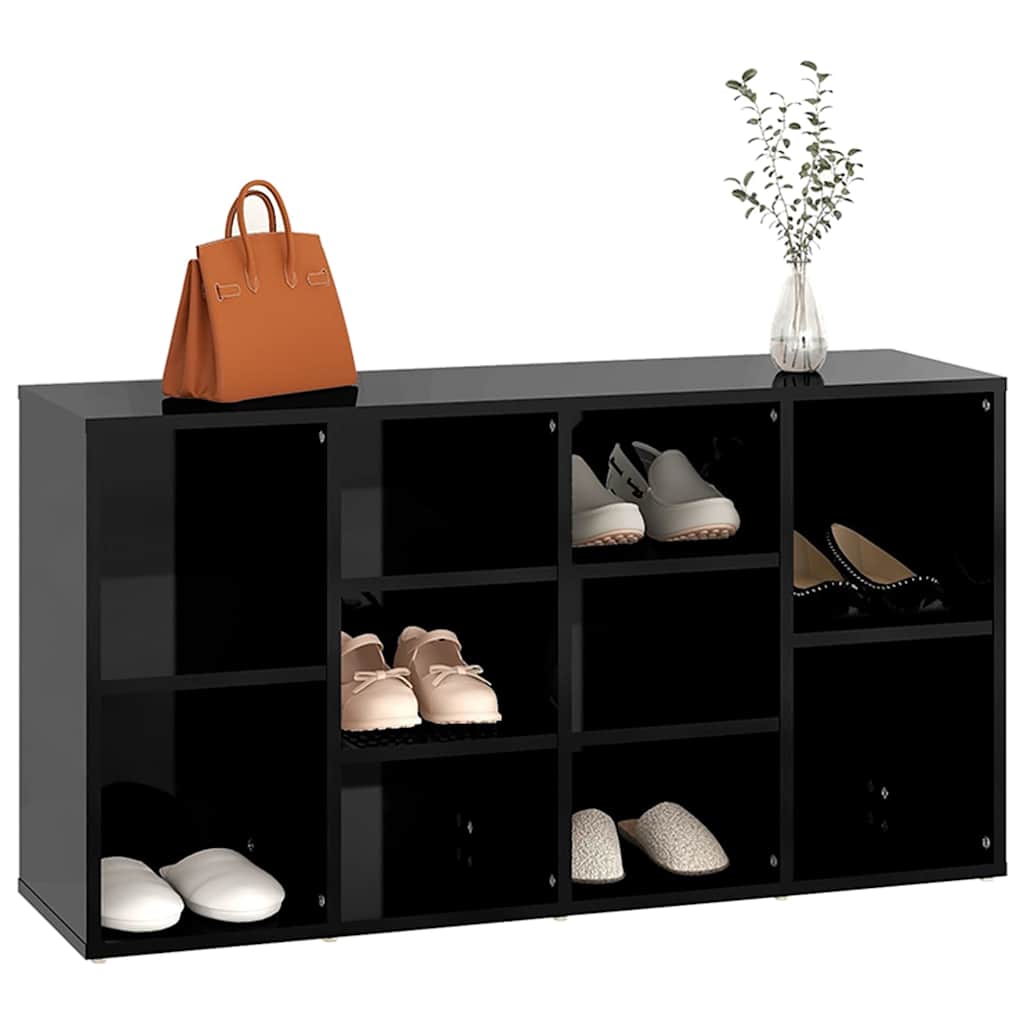 Skoställ Högglans Svart Skobänk 103x30x55 cm