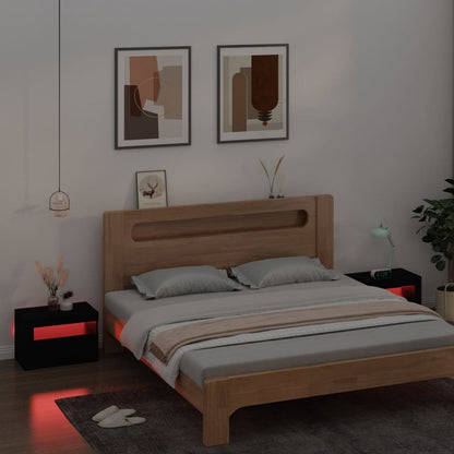 Sängbord med LEDs 2 st Svart 60x35x40 cm