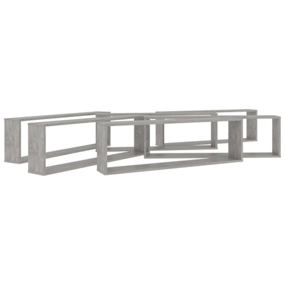 Vägghylla kubformad 6 st betonggrå 100x15x30 cm konstruerat trä