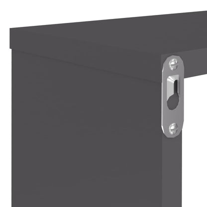 Vägghylla kub 6 st grå högglans 80x15x26,5 cm konstruerat trä